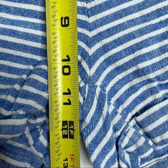 Jolt Striped Lightweight Linen Rayon Blend Paper Bag Belted Pocketed Shorts Lrg - Picture 5 of 8